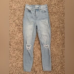 Good American Light High Waisted Destroyed Skinny Jean